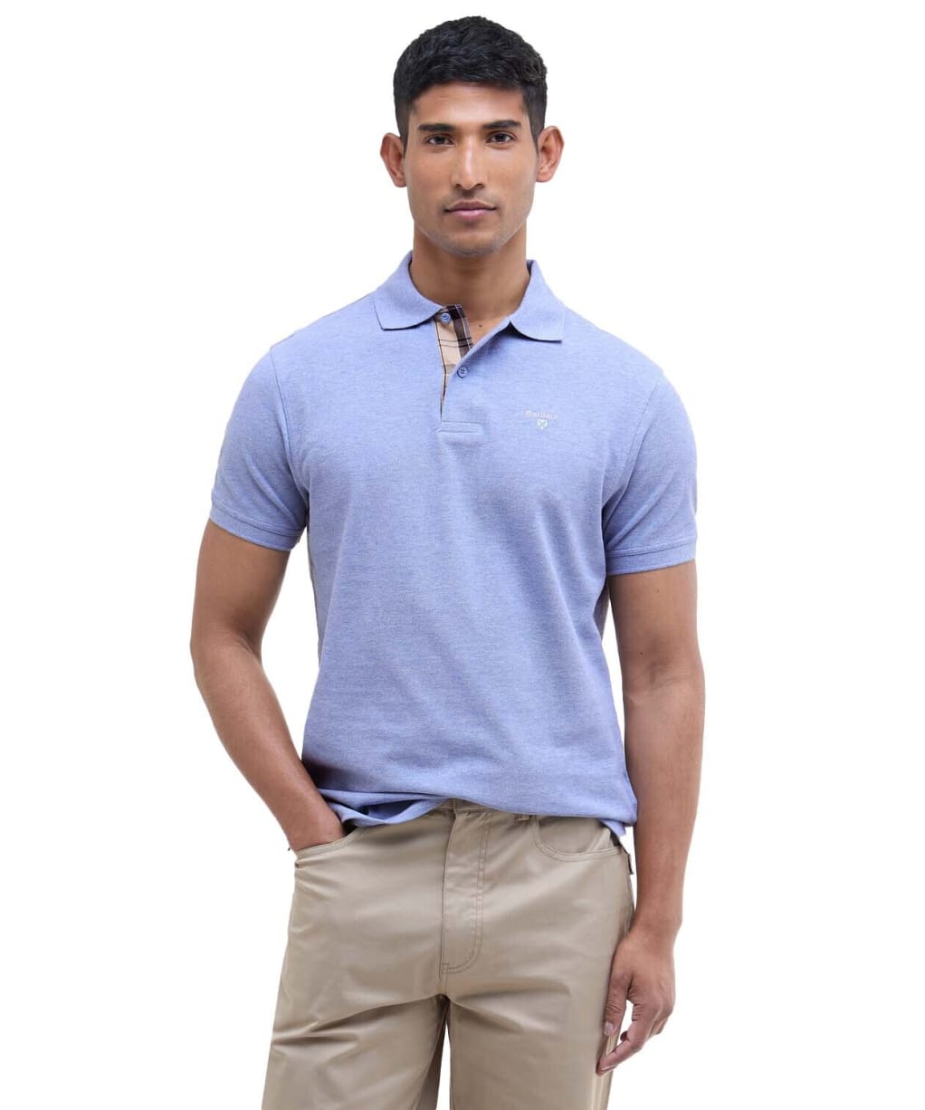 Men's Barbour Tartan Pique Polo Shirt - New Sky Marl