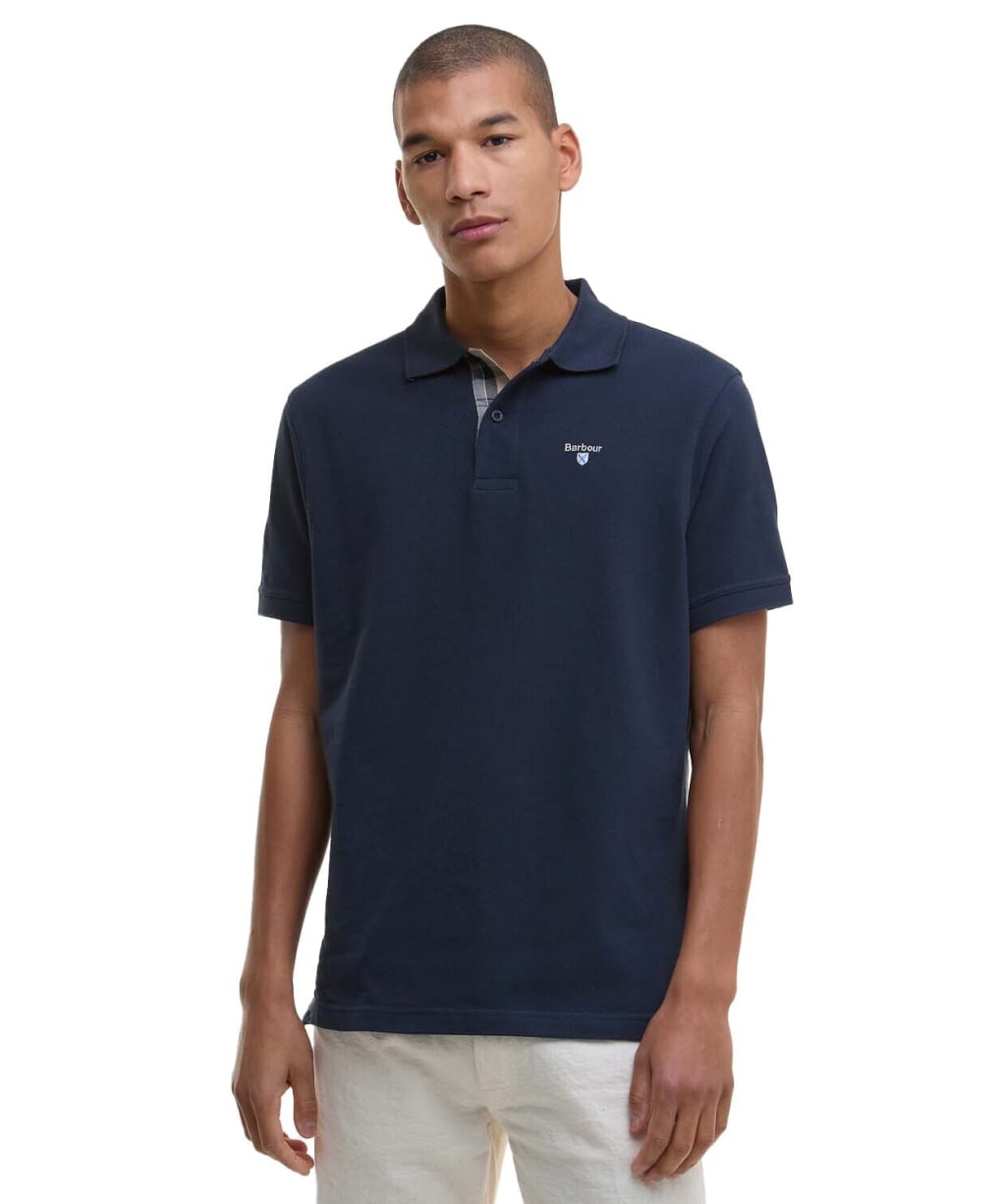 Men's Barbour Tartan Pique Polo Shirt - New Navy