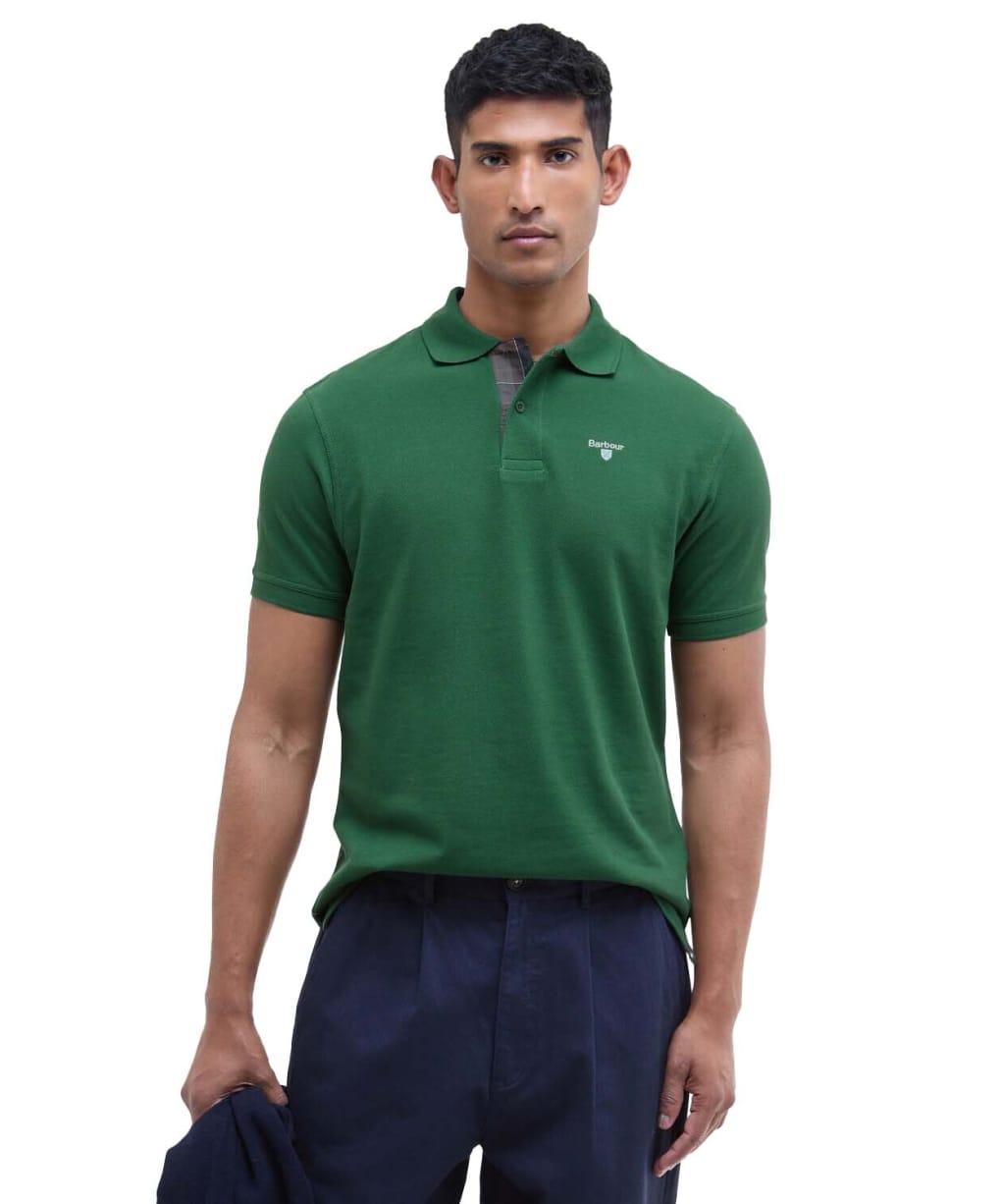 Men's Barbour Tartan Pique Polo Shirt - Racing Green