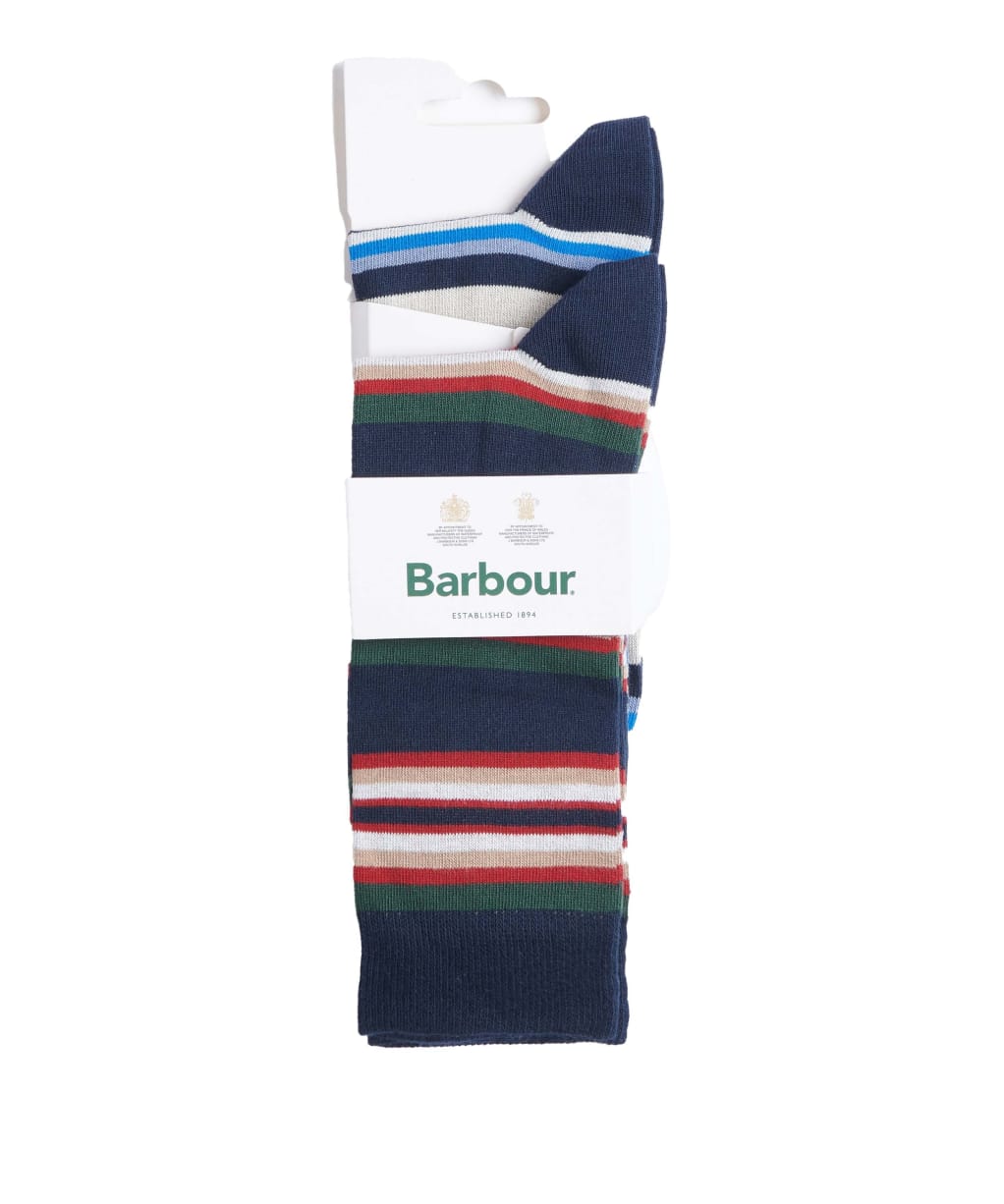 Men's Barbour Summer Stripe Socks - 2 Pack - Navy Mix