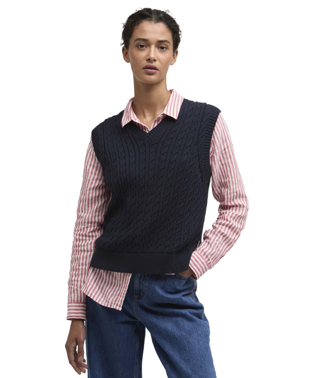 Women's Barbour Hartland Sleeveless Knitted Jumper - Navy