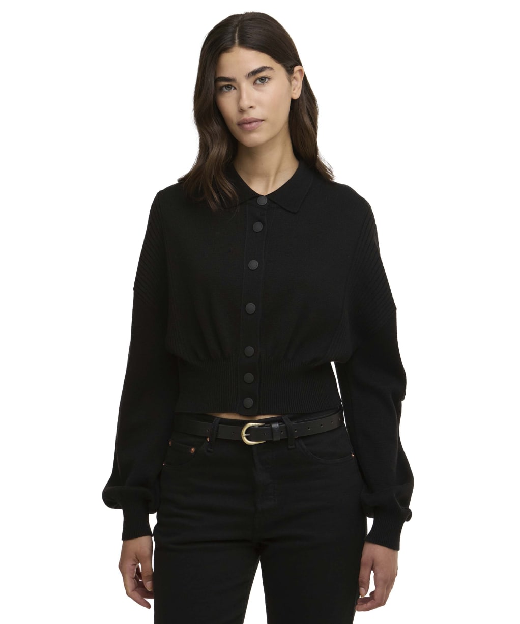 Women's Barbour International Gigi Knitted Bomber - Black