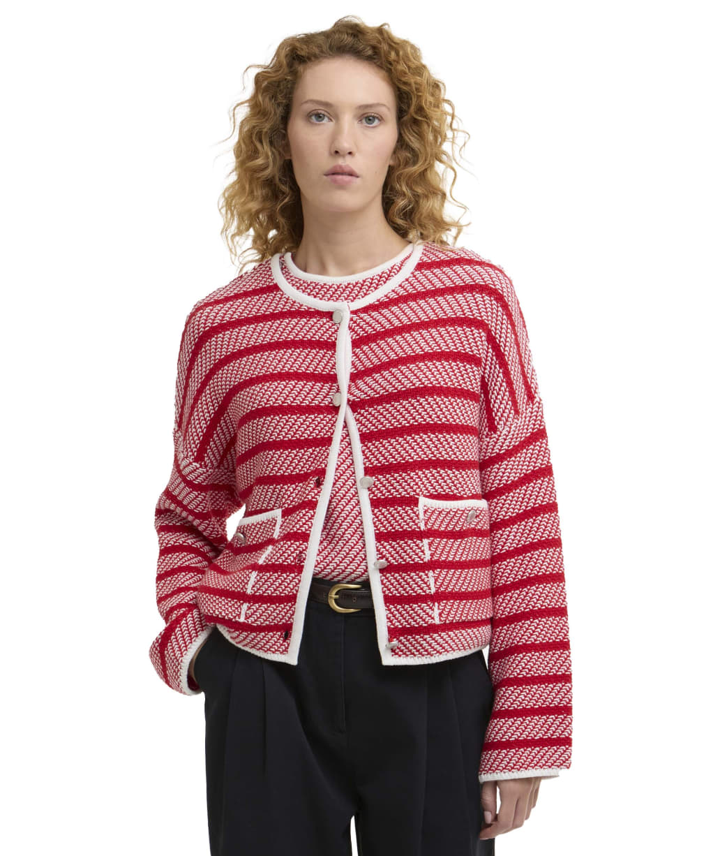 Women's Barbour Polly Knitted Cardigan - Poppy Red Stripe
