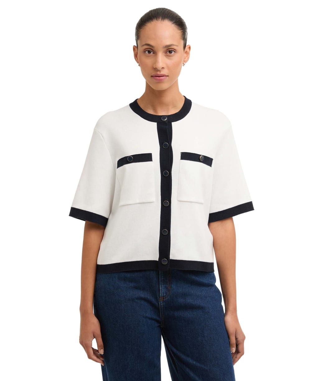 Women's Barbour Sloane Knitted Cardigan - Cloud / Navy