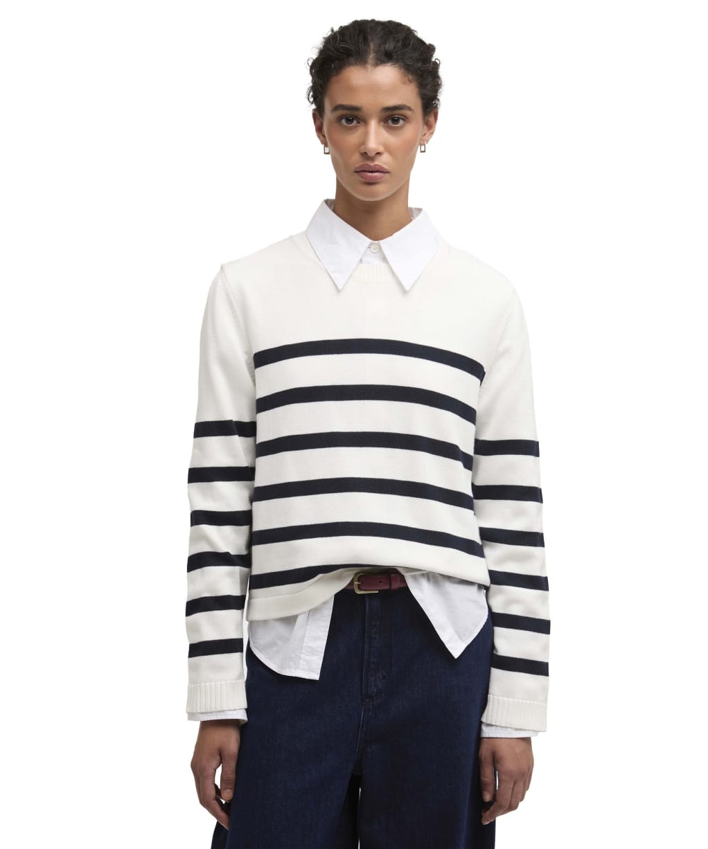Women's Barbour Fern Knitted Jumper - Cloud / Navy