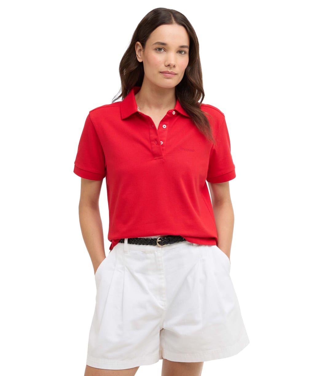 Women's Barbour Bowford Polo Top - Poppy Red
