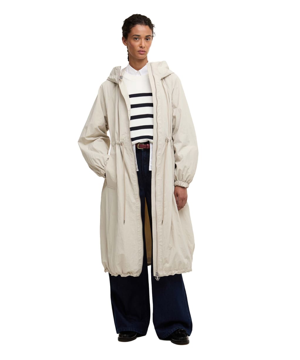 Women's Barbour Kempsey Showerproof Parka - Mist / Dress Navy tartan