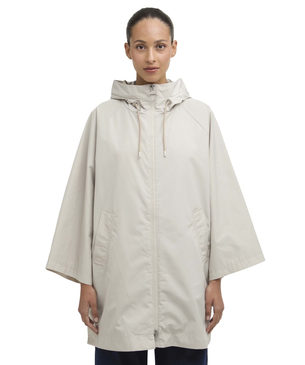 Women's Barbour Kinsale Showerproof Cape - Mist / Dress Navy tartan