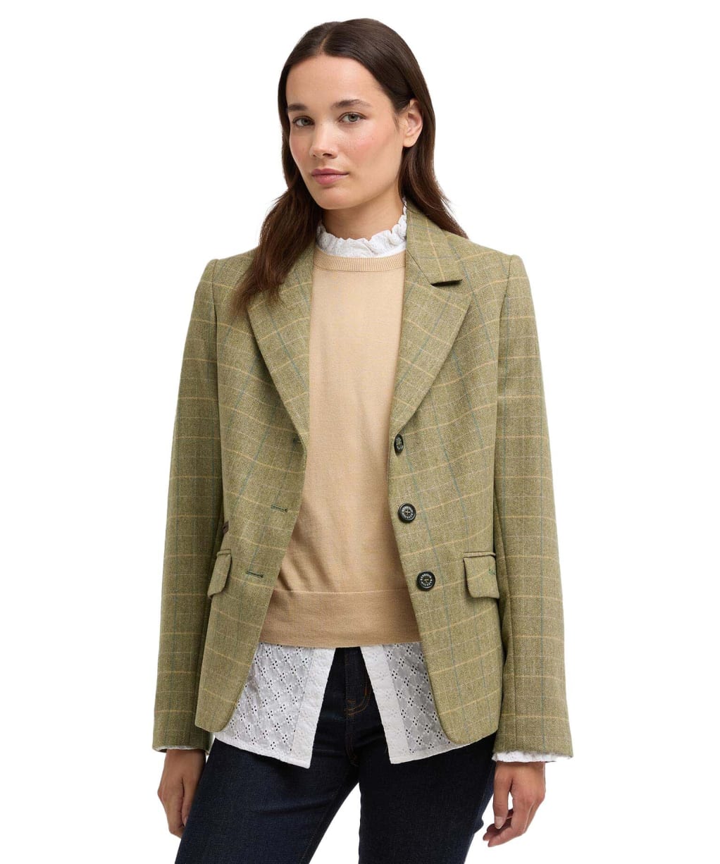 Women's Barbour Lupin Tailored Jacket - Light Olive Check