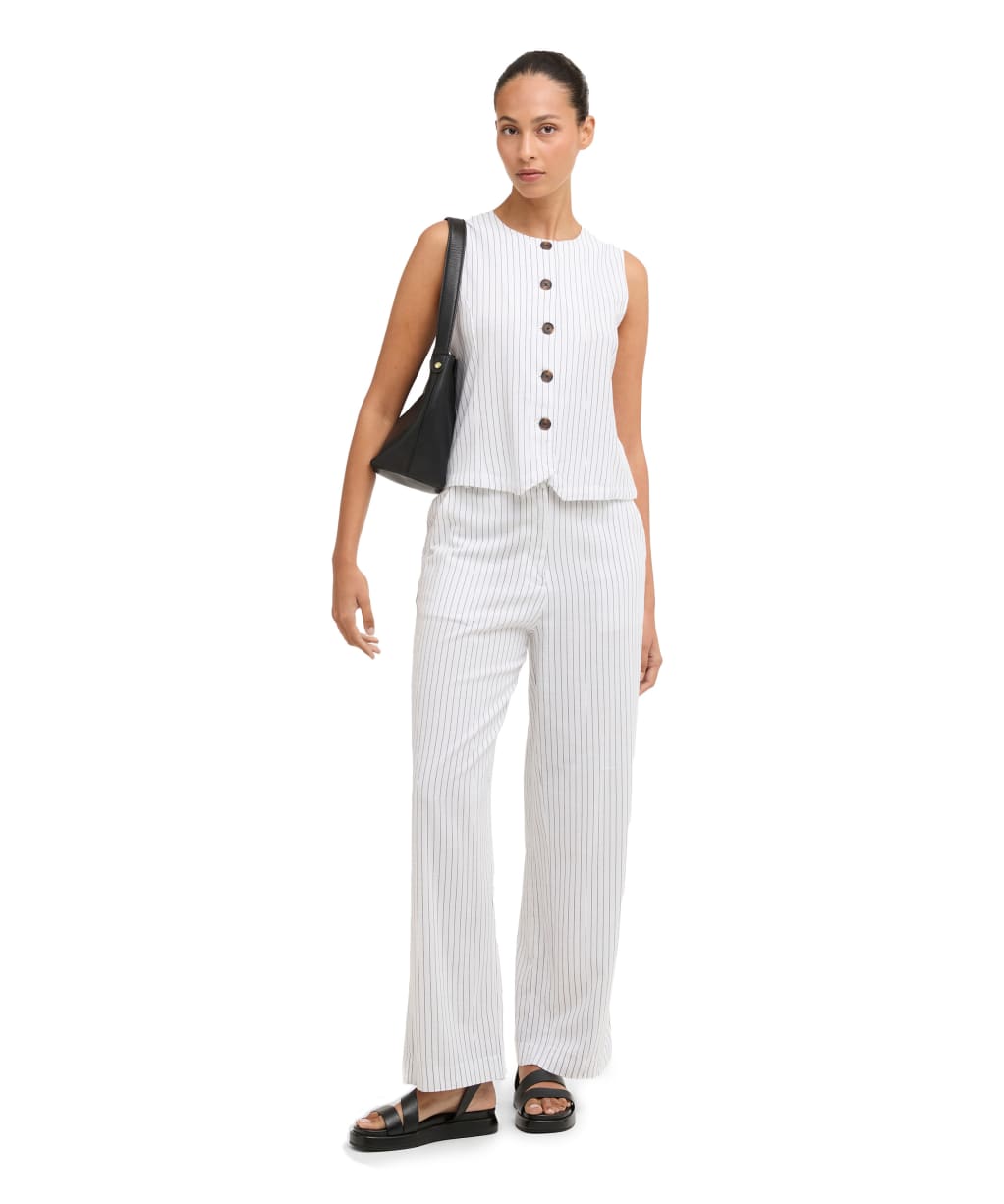 Women's Barbour Sloane Trousers - White / Dark Navy