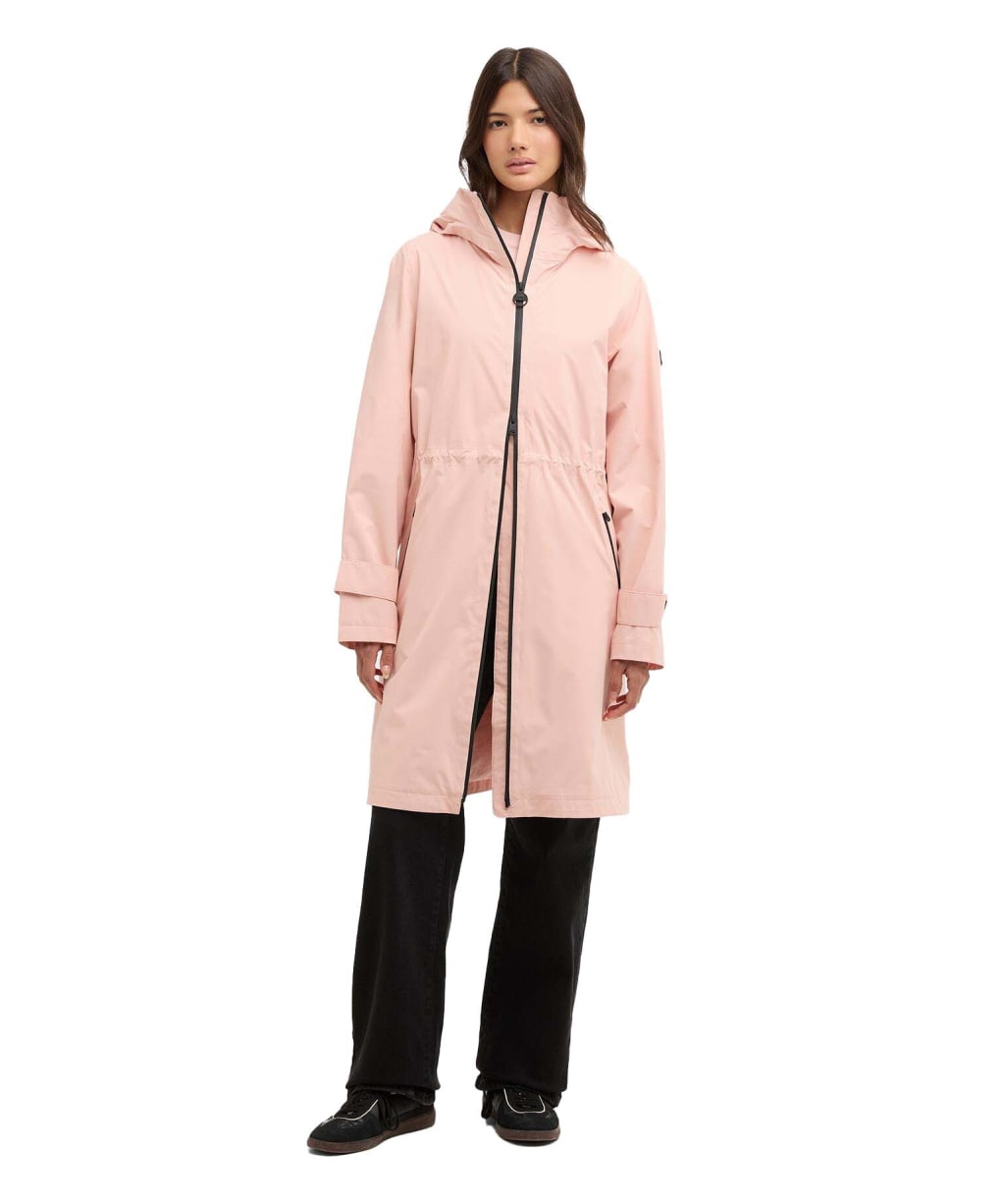 Women's Barbour International Longline Kyra Waterproof Jacket - Desert Pink