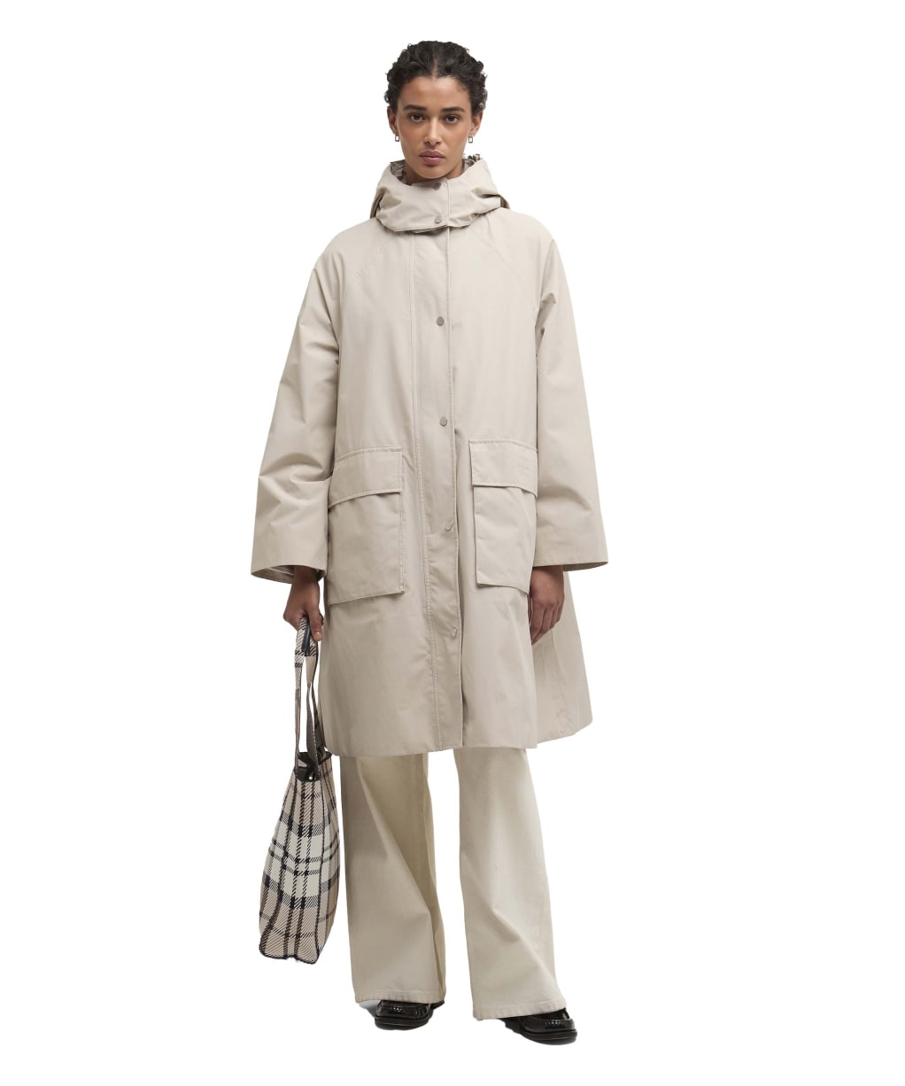 Women's Barbour Devlin Waterproof Jacket - Mist / Dress Navy tartan