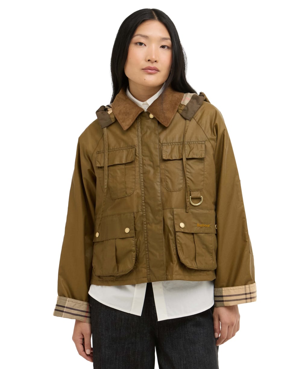 Women's Barbour Liza Waxed Jacket - Sand / Dress Tartan