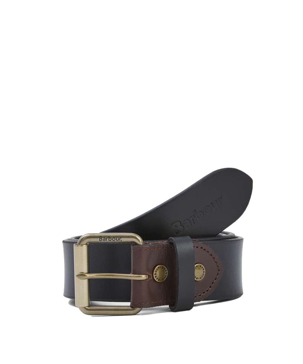 Men’s Barbour Contrast Leather Belt - Black / Brown