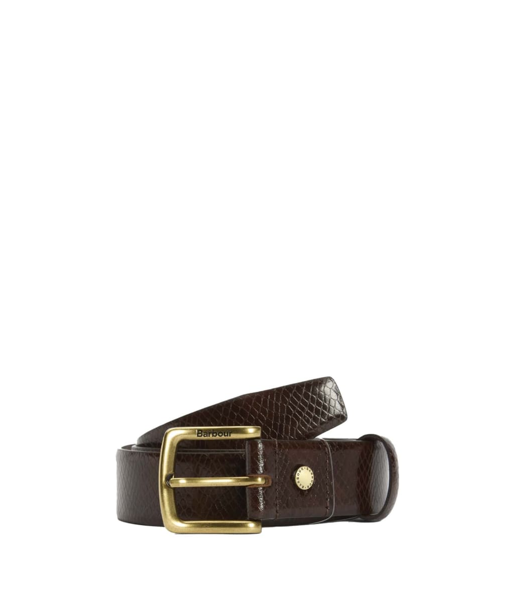 Men's Barbour Jaspar Leather Belt - Brown
