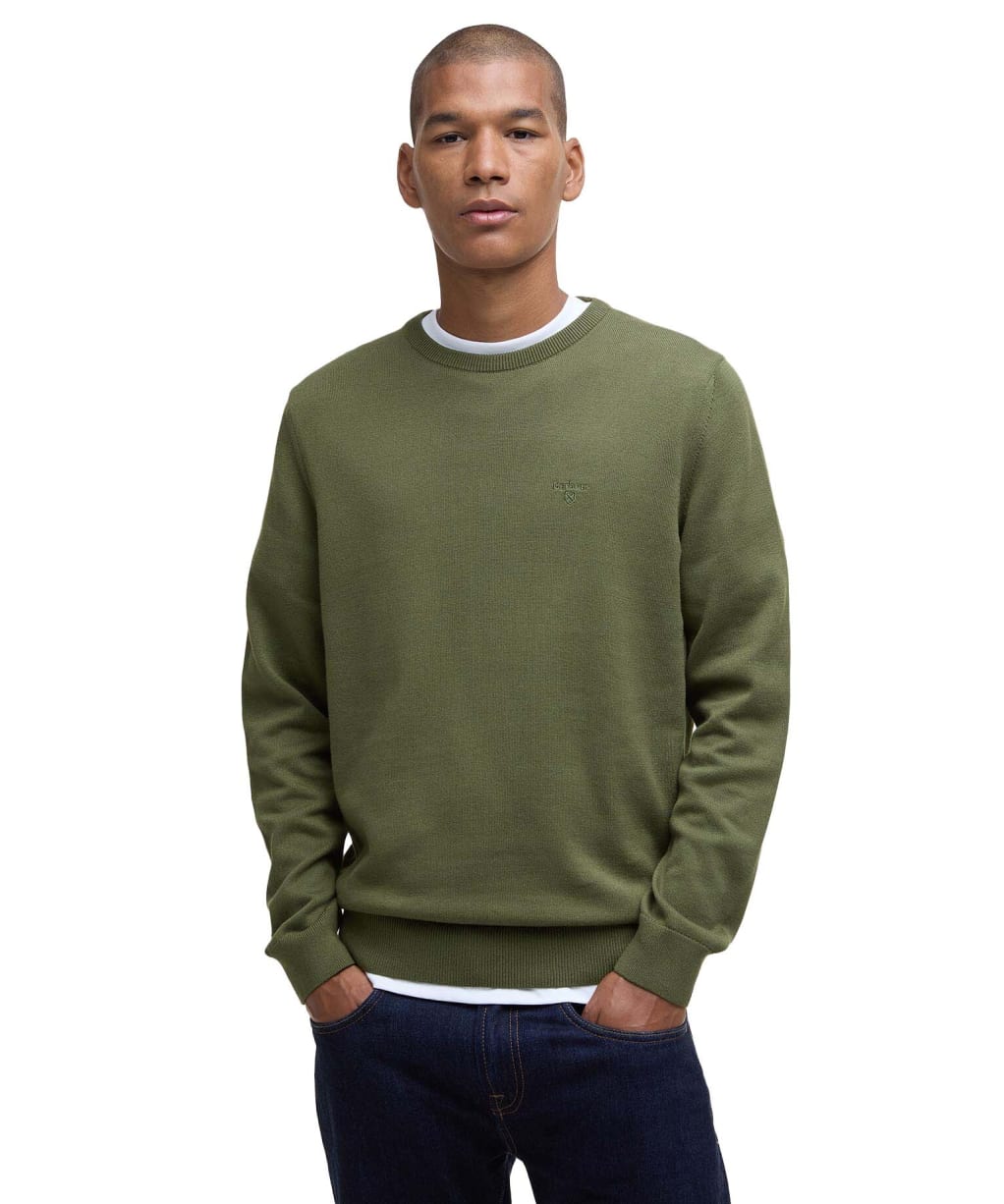 Men's Barbour Pima Cotton Crew Neck Sweater - Wintermoss