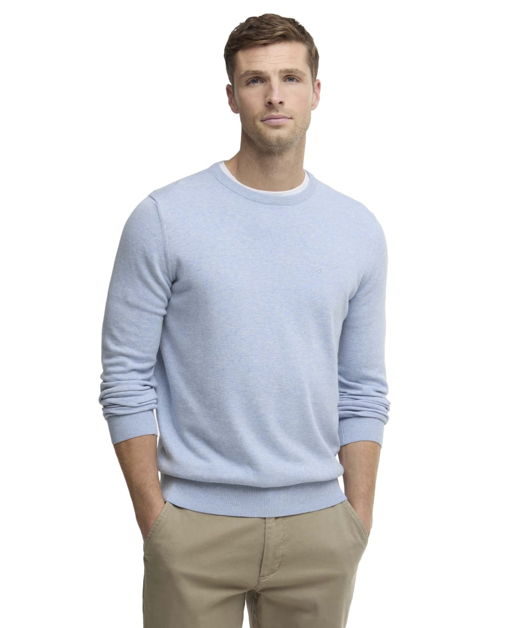 Men's Barbour Pima Cotton Crew Neck Sweater - Blue Haze