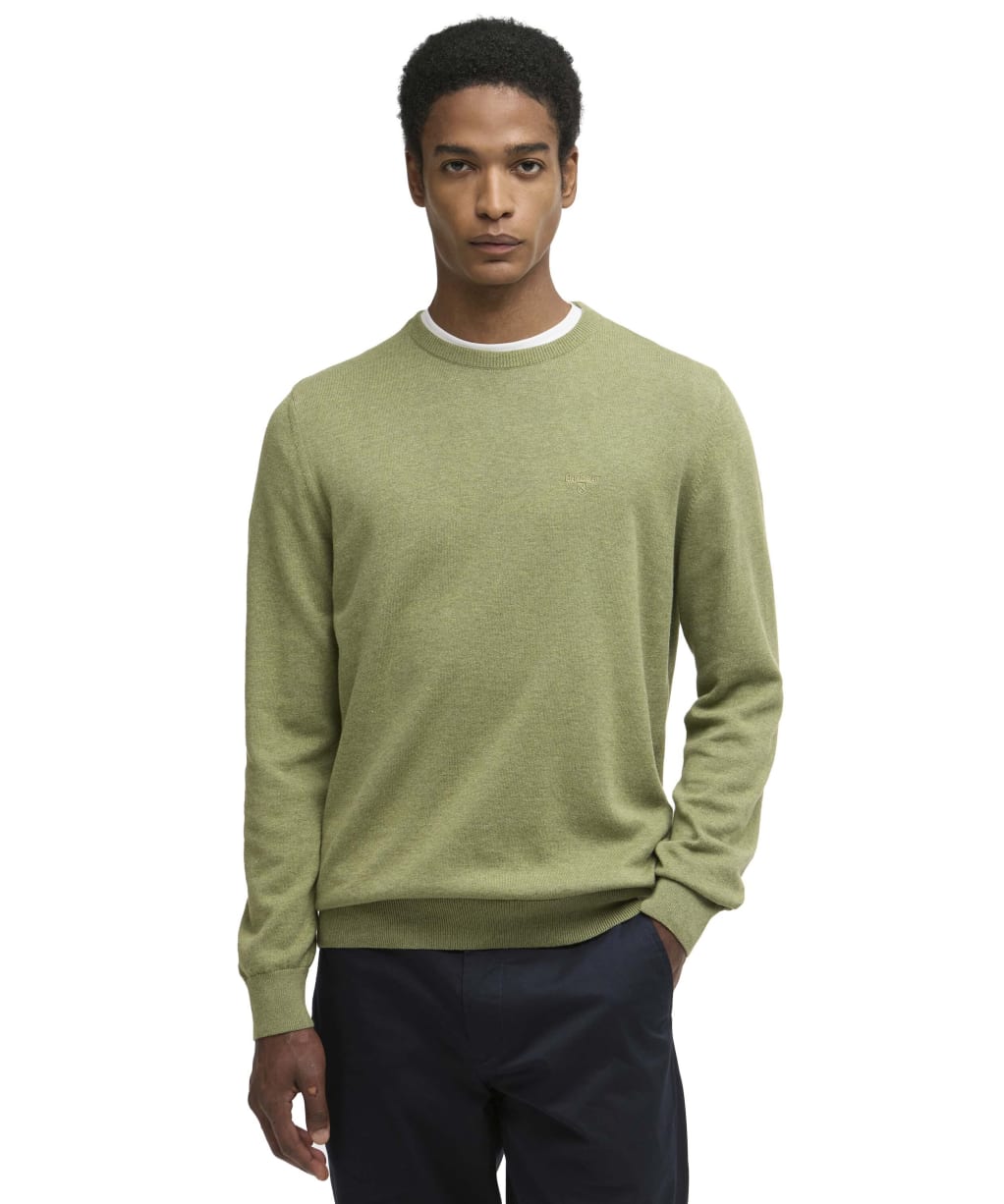 Men's Barbour Pima Cotton Crew Neck Sweater - Laurel Green