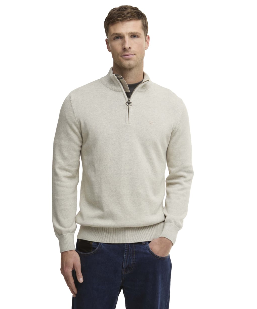 Men’s Barbour Cotton Half Zip Sweater - Neutral