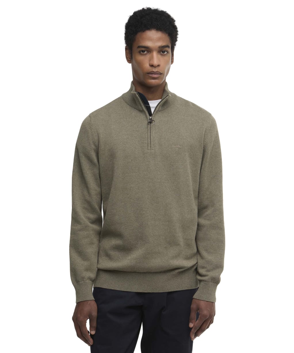 Men’s Barbour Cotton Half Zip Sweater - Smokey Olive