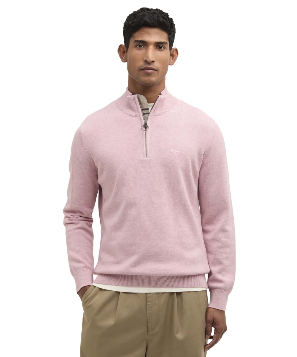 Men’s Barbour Cotton Half Zip Sweater - Pink