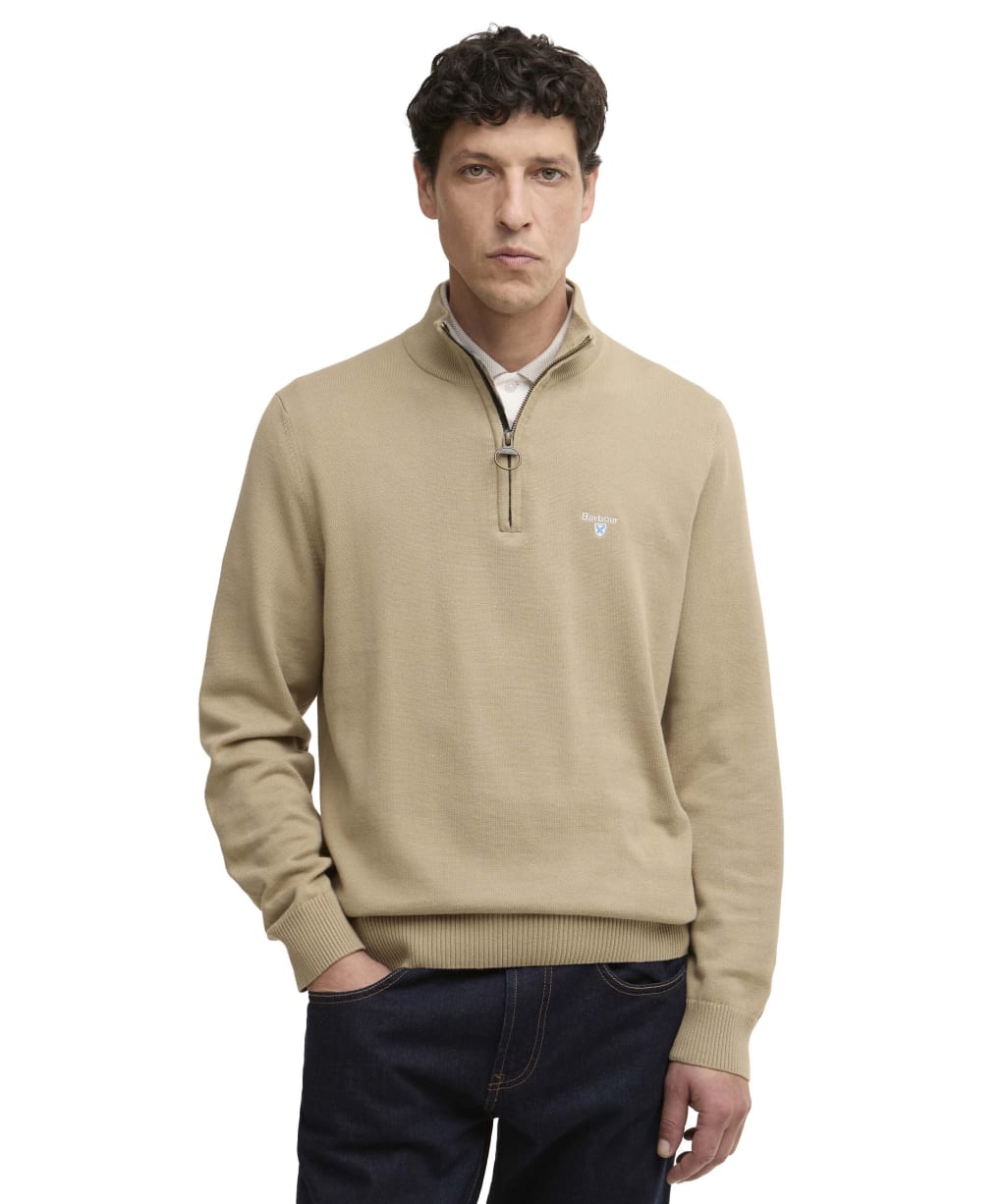 Men's Barbour Lingwood Compact Cotton Half Zip Sweater - Washed Stone