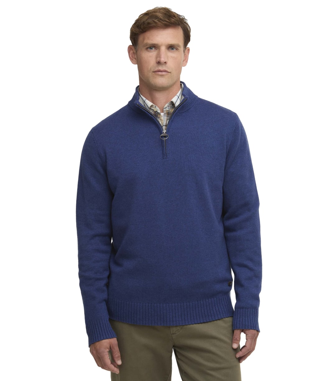 Men's Barbour Kelson Half Zip Knitted Jumper - Blue