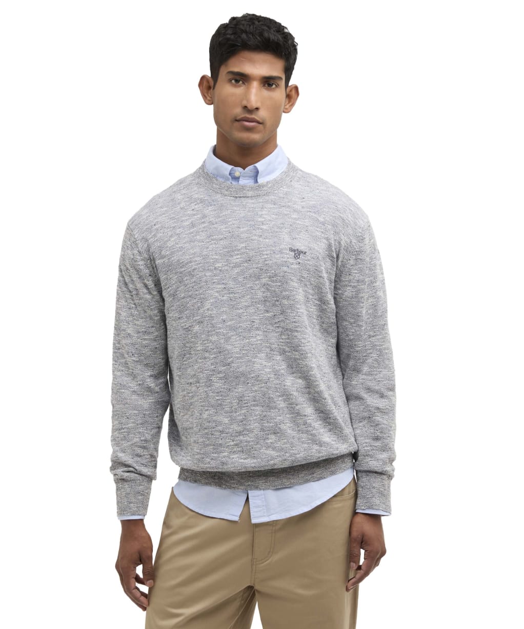 Men's Barbour Flaxby Linen Blend Crew Neck - Navy