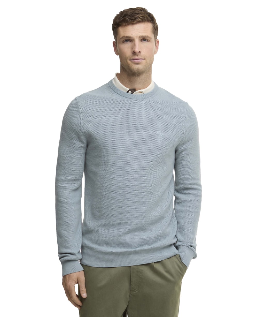 Men's Barbour Essential Honeycomb Crew Neck Sweater - Slate