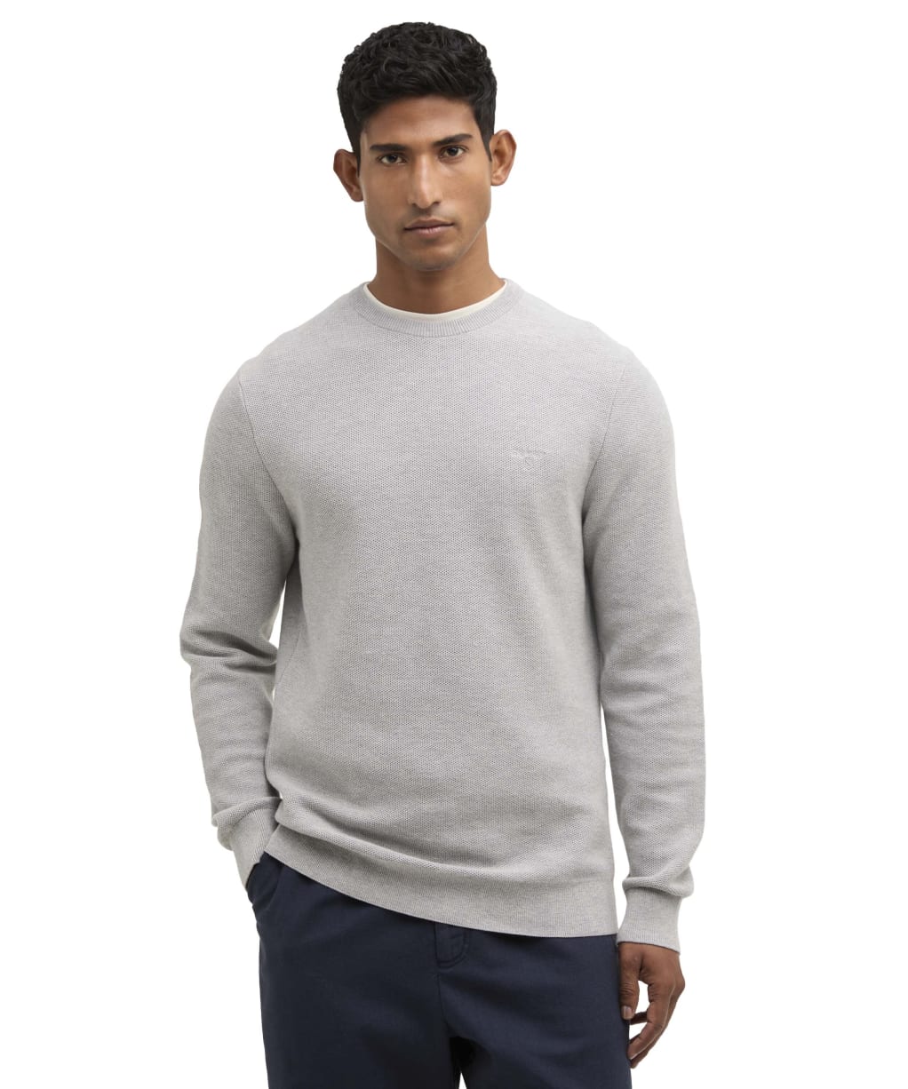 Men's Barbour Essential Honeycomb Crew Neck Sweater - Grey Marl