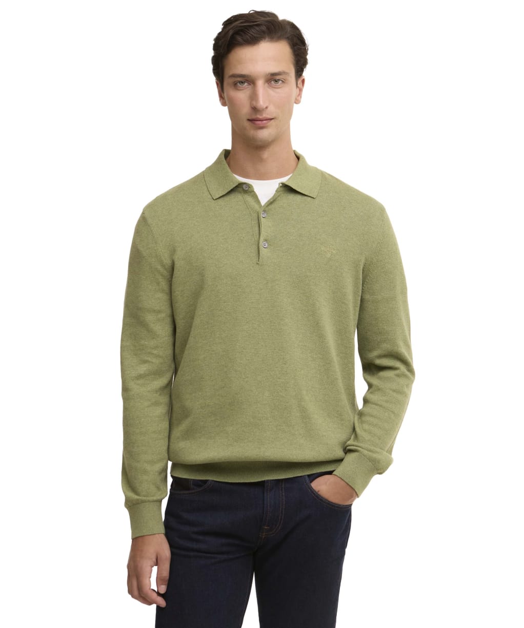 Men's Barbour Pima Cotton Knitted Polo Shirt - Laurel Green