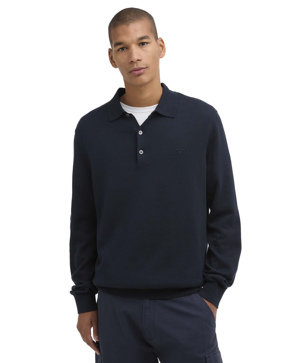 Men's Barbour Pima Cotton Knitted Polo Shirt - Navy