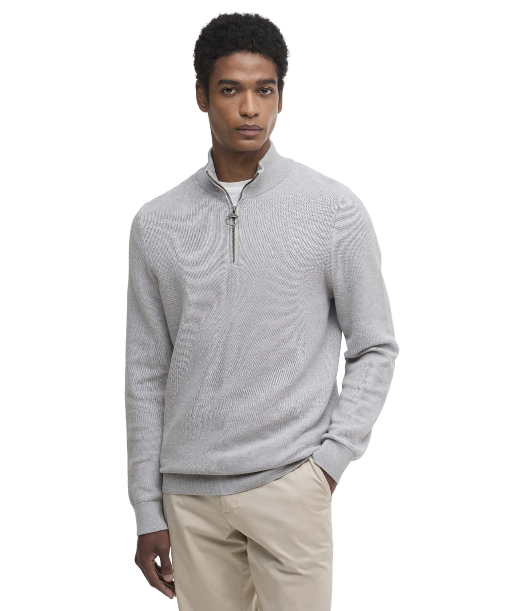 Men's Barbour Essential Honeycomb Half Zip Sweater - Grey Marl