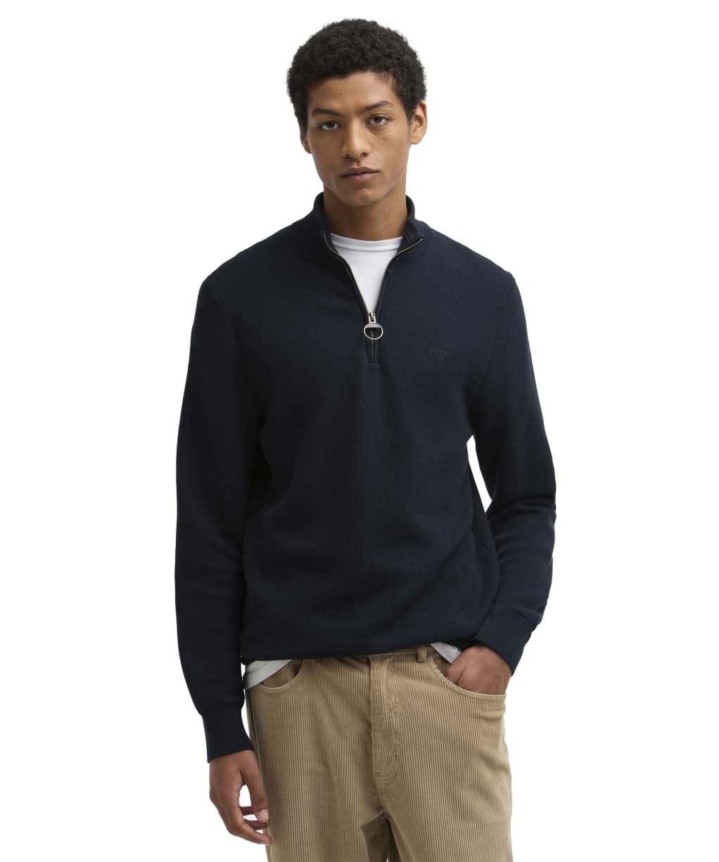 Men's Barbour Essential Honeycomb Half Zip Sweater - Navy
