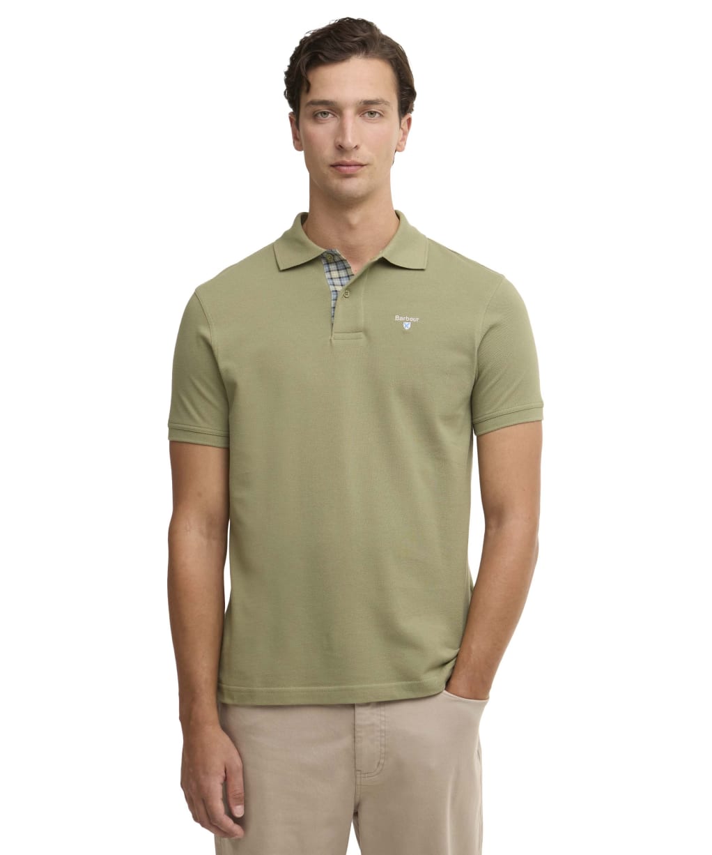 Men's Barbour Tartan Pique Polo Shirt - Laurel Green