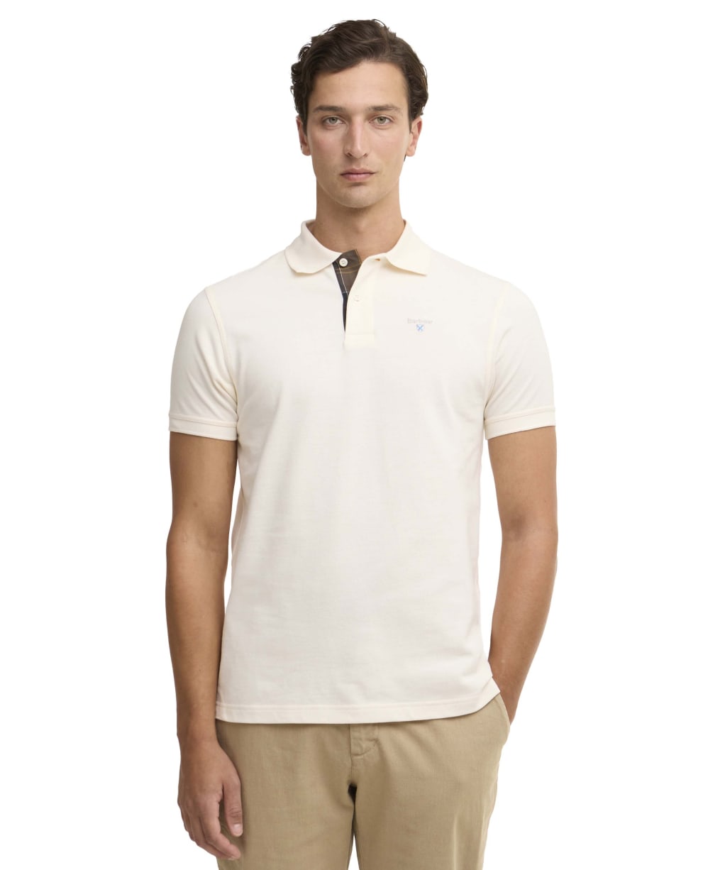 Men's Barbour Tartan Pique Polo Shirt - WHISPER WHITE/C