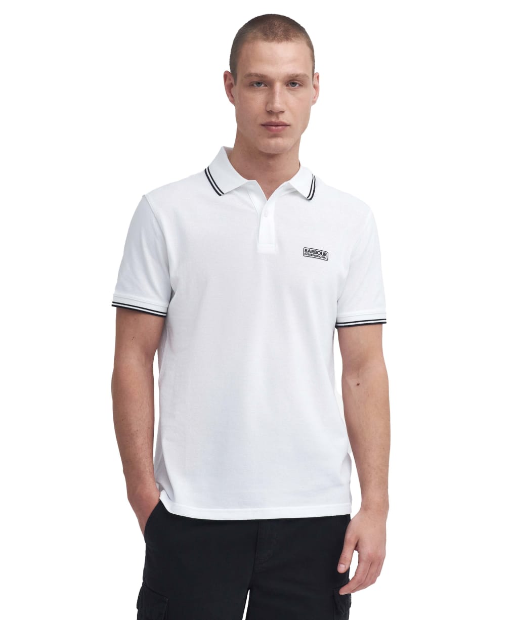Men's Barbour International Evan Tipped Polo Shirt - White