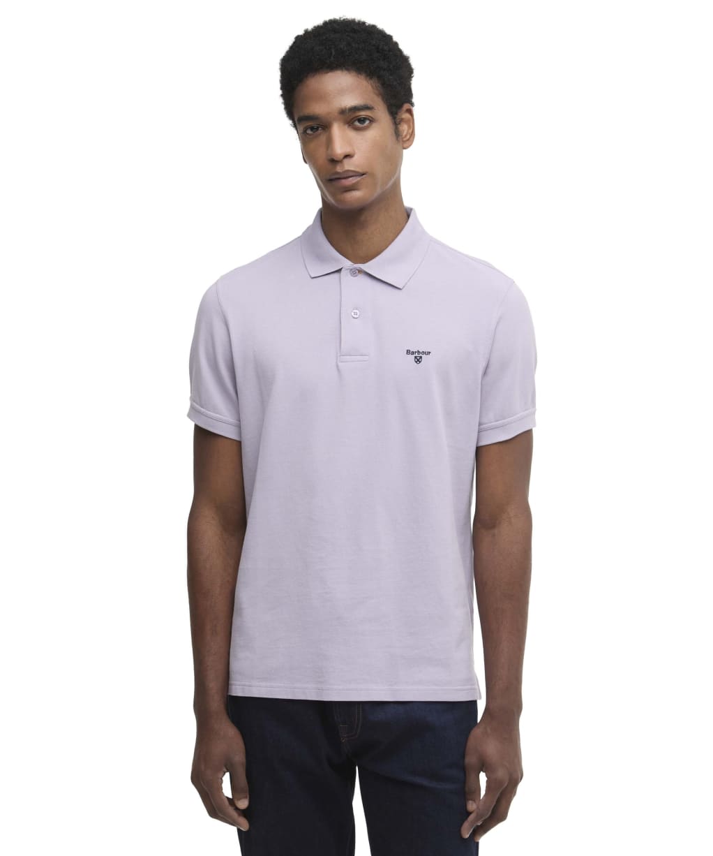 Men's Barbour Lightweight Short Sleeve Sports Cotton Polo Shirt - Heather Mist