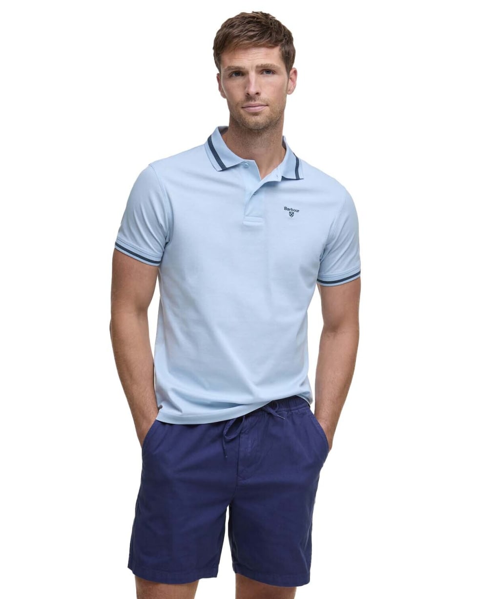 Men's Barbour Ferrybridge Lightweight Tailored Fit Polo Shirt - Ocean Sky