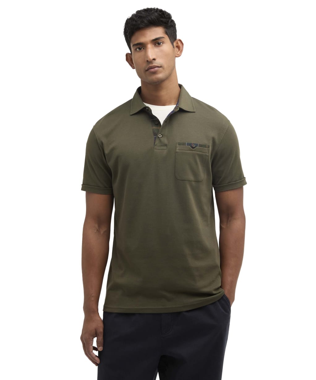 Men's Barbour Premium Corpatch Tailored Polo Shirt - Dark Olive