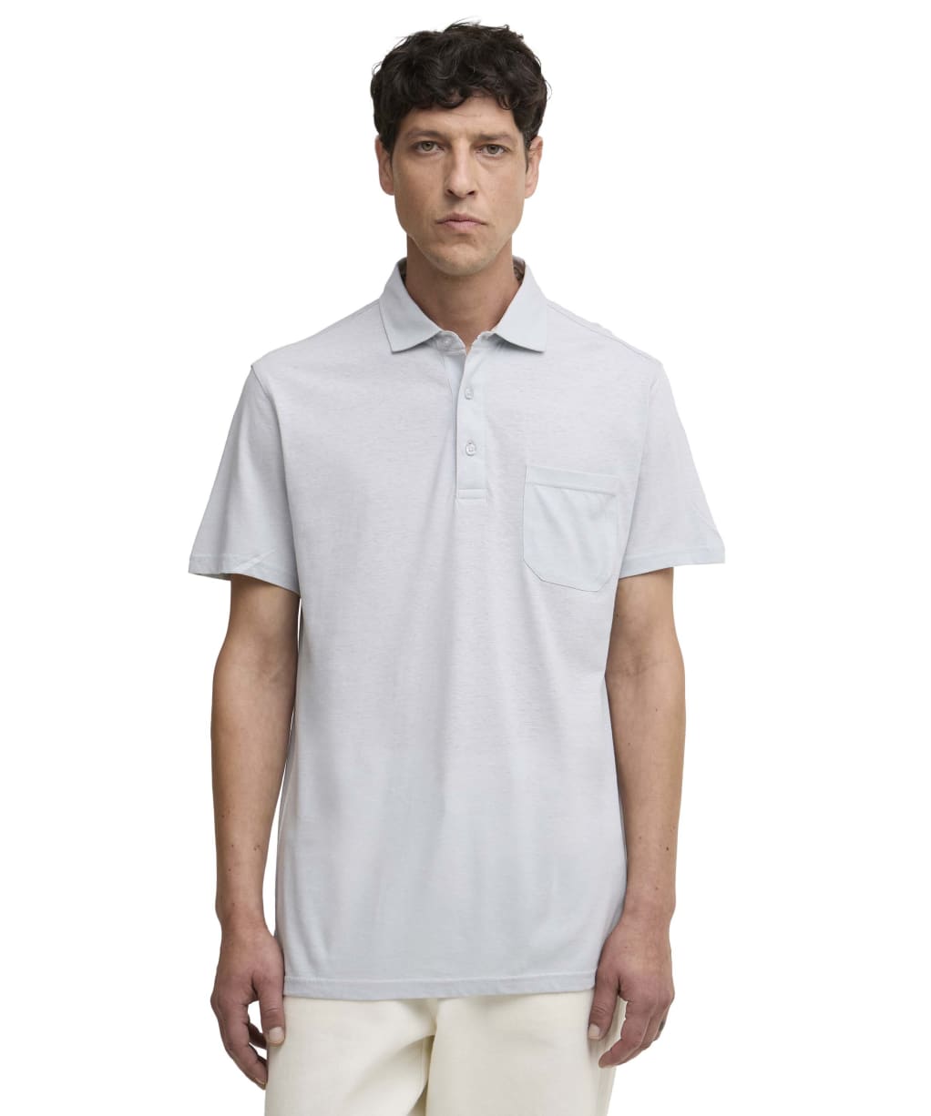 Men's Barbour Steventon Linen Blend Tailored Fit Polo Shirt - Blue Haze