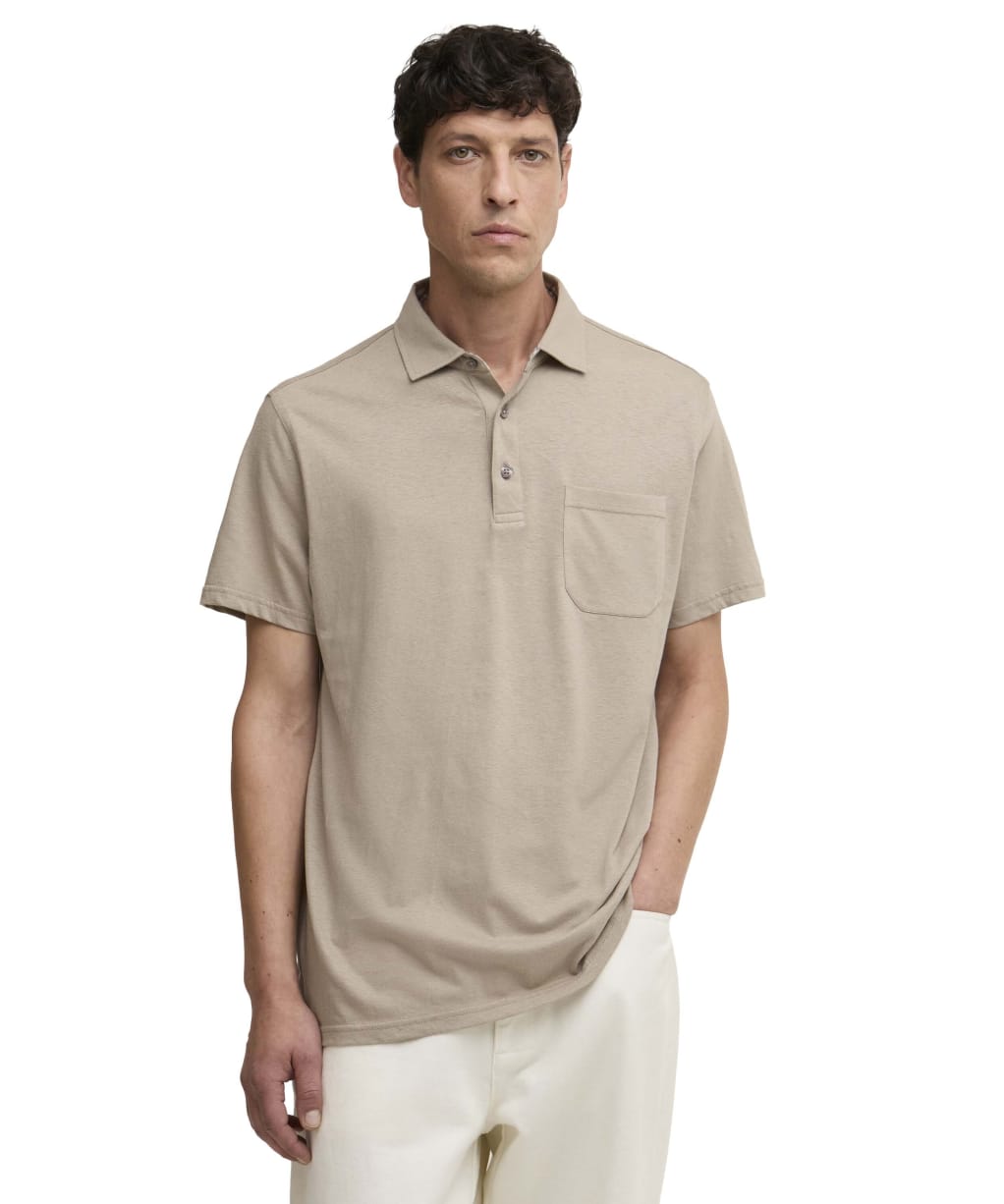 Men's Barbour Steventon Linen Blend Tailored Fit Polo Shirt - Concrete