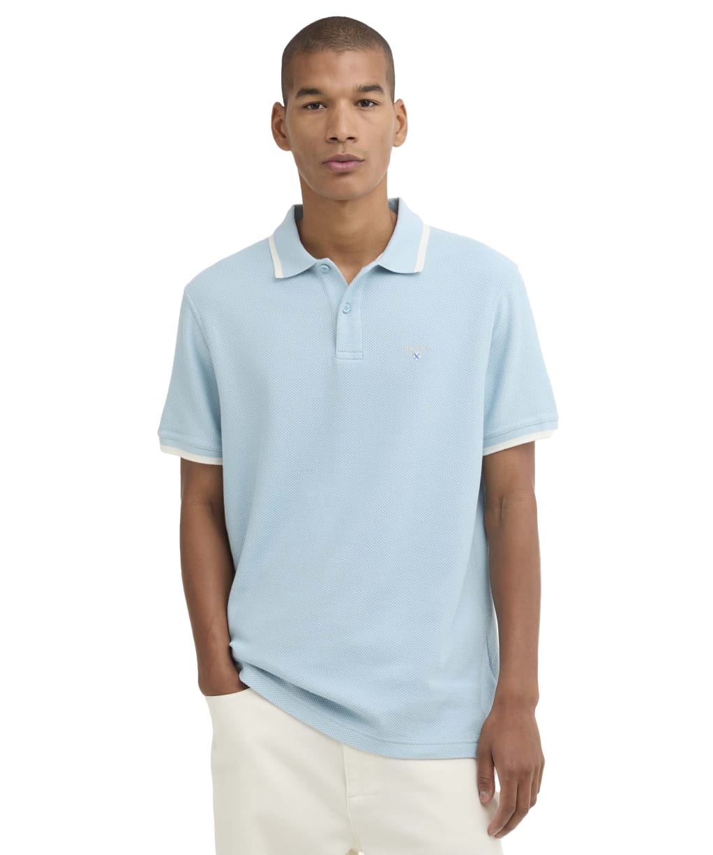 Men's Barbour Ferriby Tailored Textured Polo Shirt - Surf Blue