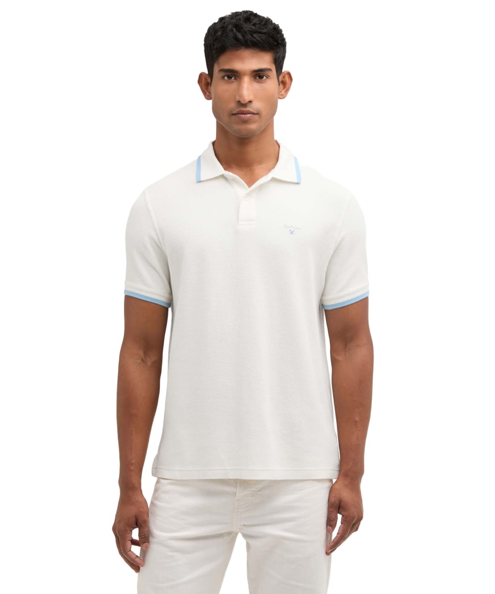 Men's Barbour Ferriby Tailored Textured Polo Shirt - Whisper White