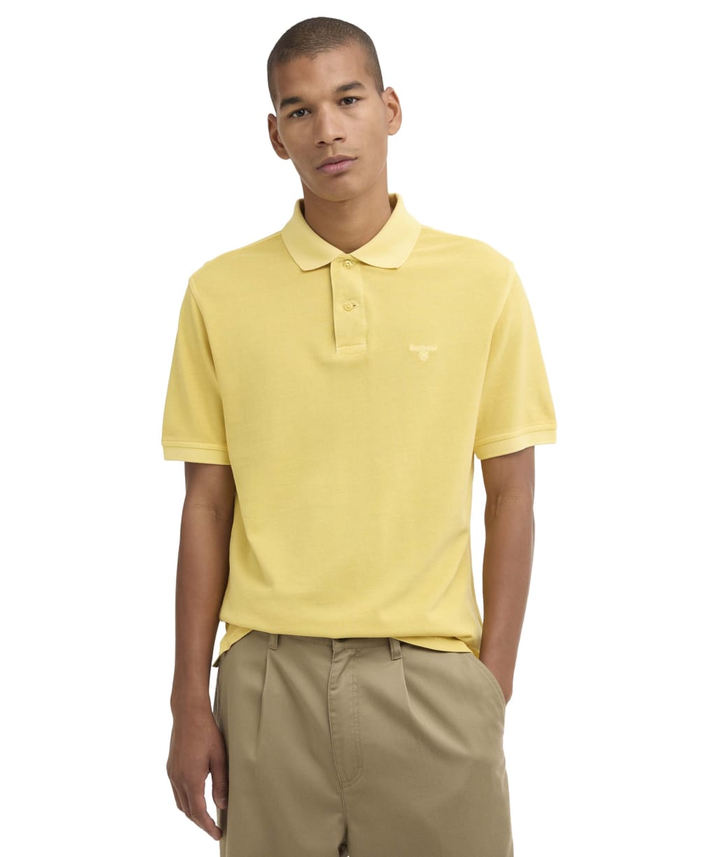 Men's Barbour Washed Tartan Tailored Fit Pique Polo Shirt - Washed Yellow