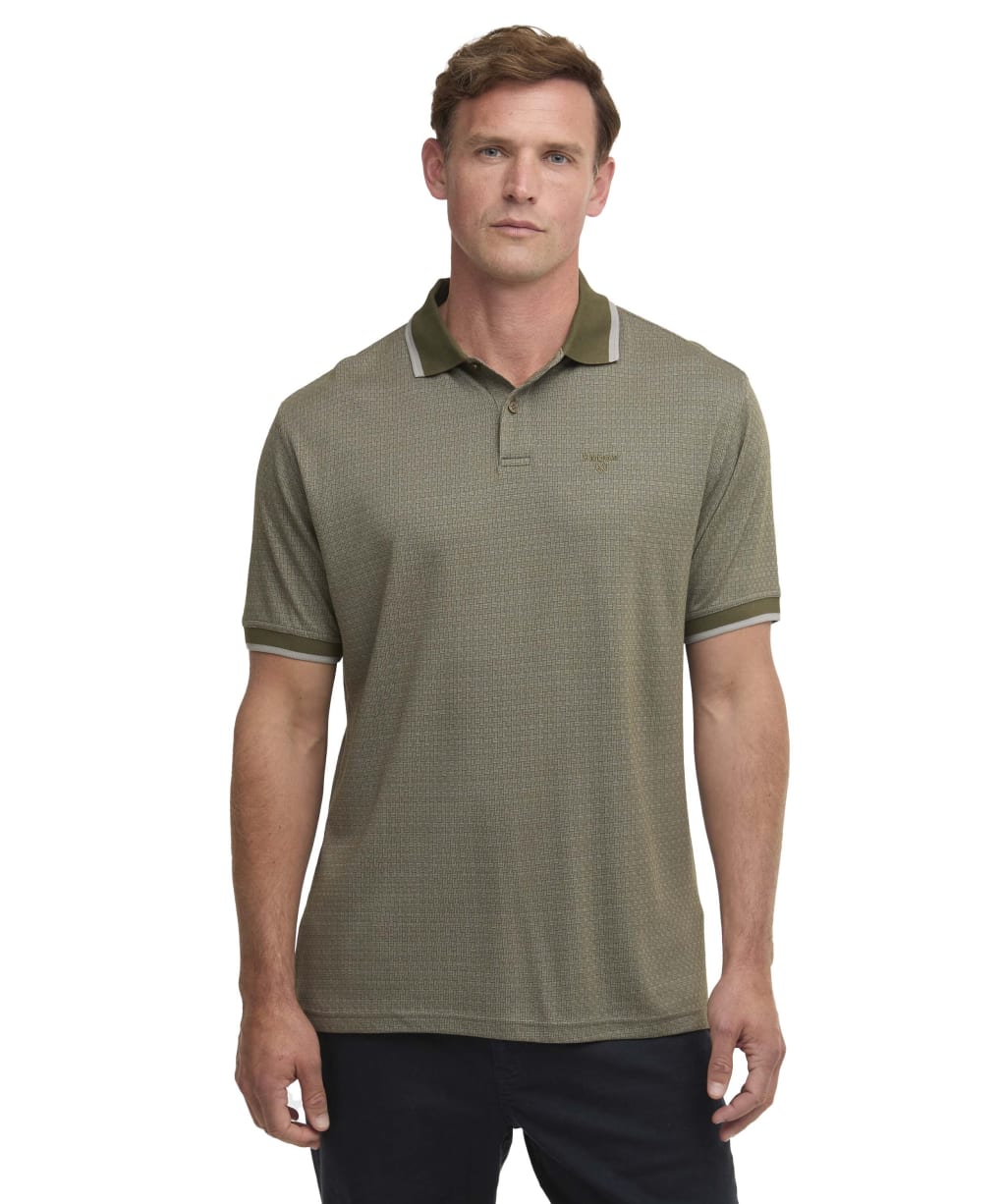 Men's Barbour Weston Textured Polo Shirt - Mid Olive