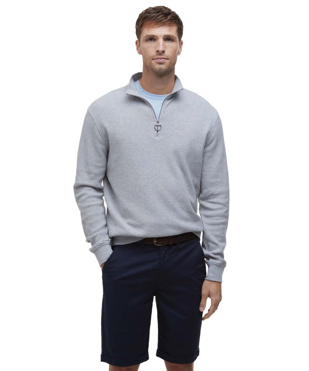 Men's Barbour Pique Interlock Half Zip Sweatshirt - Grey Marl