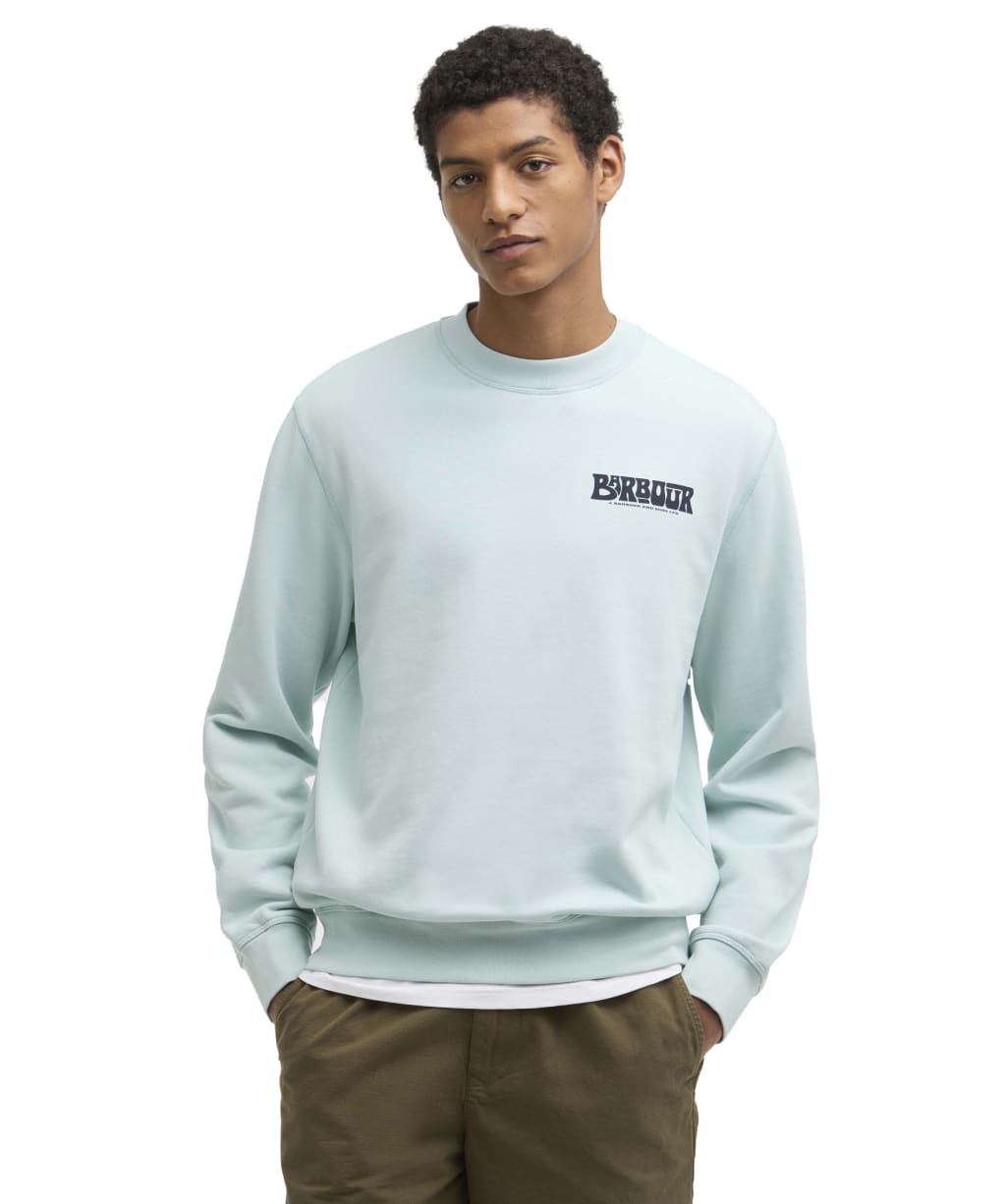 Men's Barbour Livingstone Crew Neck Sweatshirt - Mint Blue