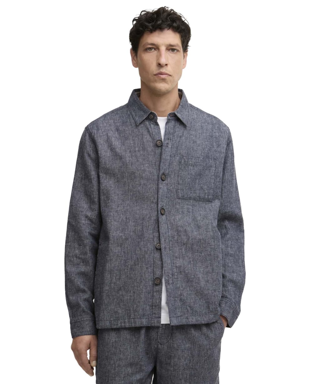 Men's Barbour Stillwater Linen Blend Overshirt - Navy
