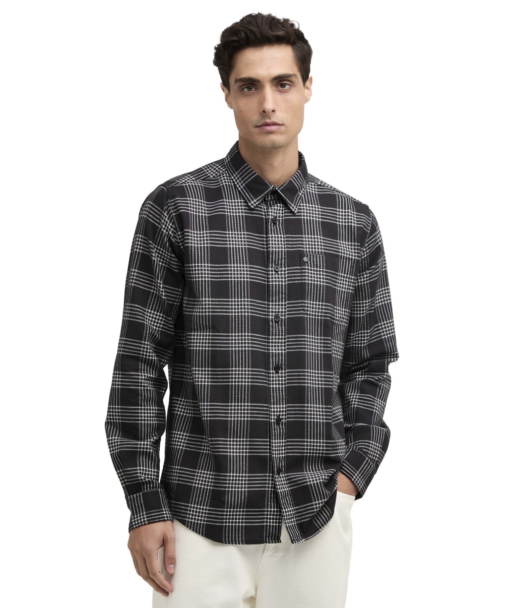 Men's Barbour International Heanes Waffle Check Shirt - Black